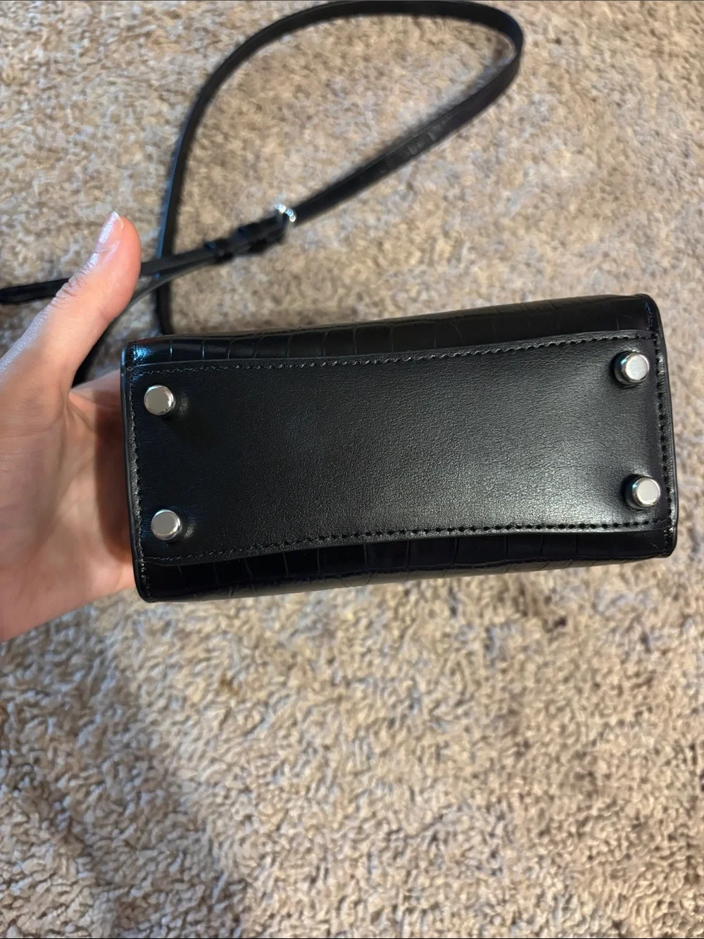 Coach Black Croc-Embossed Mini Katy Satchel